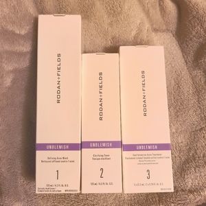 Rodan Fields 3 piece set for acne wash, treatment, and toner